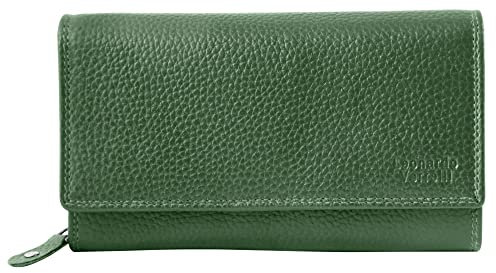 LEONARDI VERRELLI Damen-Geldbörse Leder RFID Querformat 9 x 17 cm 3000434 (grün)