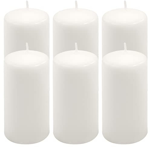 Stumpenkerze weiß Höhe 11,5 cm Ø 6 cm lange Brenndauer Rund-Kerze Säulenkerzen Kerzen-Deko Tafelkerzen Weihnachts-Kerzen Hochzeits-Deko (6)