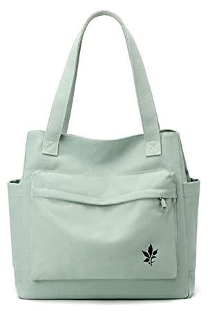 CORIOS Damen Handtasche Canvas Schultertasche Multifunktionale Henkeltaschen Casual Unterarmtasche Henkeltasche Tragetasche Tote Beutel für Arbeit Schule Shopper Reise Alltag Grün