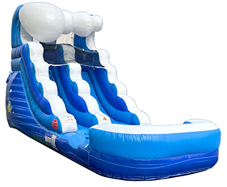 Crossover Inflatable Water Slide for Kids with Blower, 21 x 9 x 12 Foot Backyard Waterslide, Blue Wave Slide with Splash Pool for Outdoor Summer Fun with Stakes and Storage Bag - 12 Feet Tall