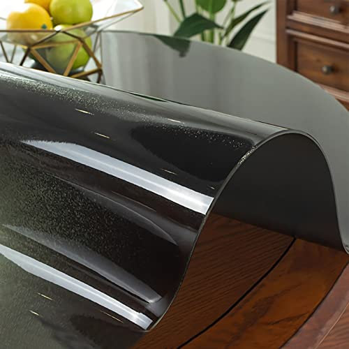 Transparente Tischschutz PVC Tischdecke-Abwischbare,Olbeständig,Kratzfest,Tischfolie,Tischschutzfolie-für Esstisch Couchtisch Und Schreibtisch,Matte Texture Schwarz,Rund (Dicke 2mm, Ø 40cm)