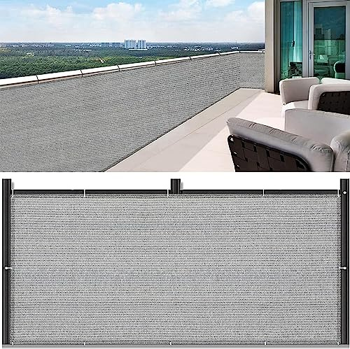 YANHONG Balkonabdeckung Balkonverkleidung 50x500cm(20x197inch) Sichtschutz Balkon Schattiernetz Sichtschutz Windschutz UV-Schutz und wetterfest atmungsaktiv für Gartenzaun Balkonzaun, Grau