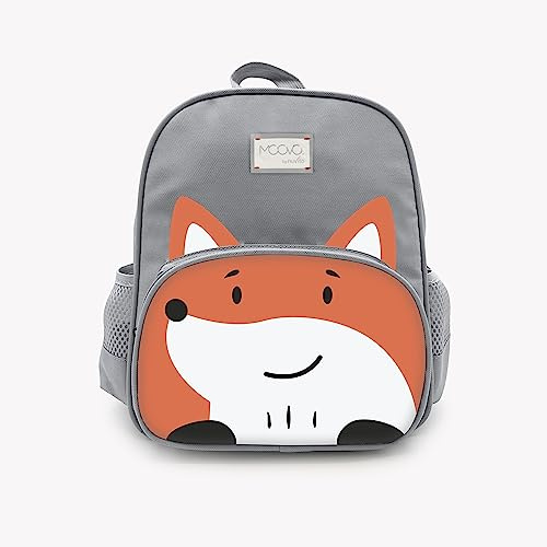 Nuvita 8740 | Zainetto Bambino | Borsa Portaoggetti| Borsa con Scomparti | Zaino Ergonomico per Bambini | Zaino con Cinghie Regolabili per Bambini in Età Prescolare | (1-3 anni) |Grigio/Volpe
