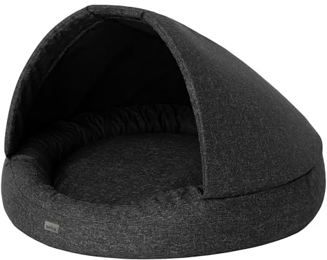 Hundehöhle Hundebett Katzenbett Hundehütte Haustierbett Hundehaus Hundeliegen Hundesofa Korb Sofa Schlafplatz, Größe 2: 100 x 100 x 62 cm, Schwarz