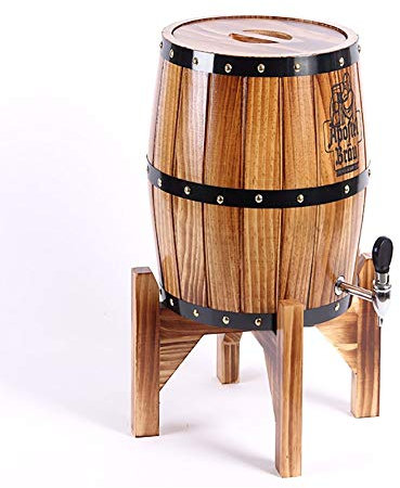Weinfassspender aus Holz, Eichenholz, 3 l/5 l, Weinfass, Bierfässer, Wein, Spirituosen, Whisky, Aufbewahrungsfass mit Zapfhahn, Mini-Weinfass (Farbe: A, Größe: 3 l) (C 5 l)