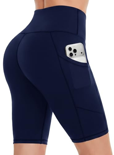 DDOBB Radlerhose Damen High Waist Kurze Sporthose mit Taschen | Bauchweg Shorts Blickdicht Knielang Sportshorts Unterhosen Leggings Sommer für Sport Yoga Gym