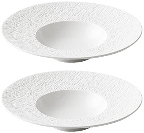 XSMYdpuk Piatto per Pasta in Ceramica, Piatto da Insalata, Piatto Fondo Grande o Piatto Piano, Porcellana Premium, Piatto Cappello di Paglia in Ceramica, Piatto Piano Rotondo, Piatto Fondo, 2 Pezzi,