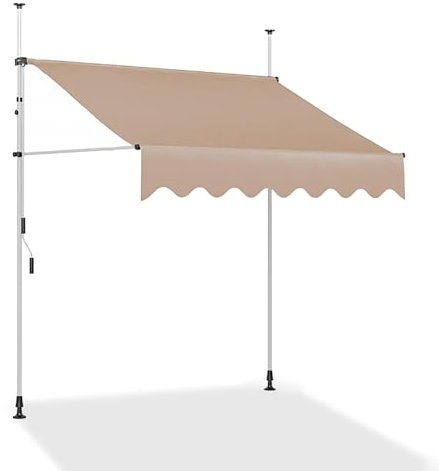 LXRHLIKG Manuell Klemmmarkise, Einstellbare Höhe und Winkel, Stabiler Stahlrahmen und Leicht zu Reinigende Klemm Markise aus Polyester für die Terrasse (Color : Ivory-White, Size : 118/300cm)