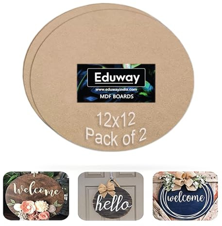Eduway Runde MDF-Platte für Mandala, Lippan, Kunstharz, Kunst und Handwerk, 4 mm dick, Premium-Kartonmaterial für Künstler, Kunst und Handwerk, harter Ausschnitt in kleinen und großen Größen (25 x 25