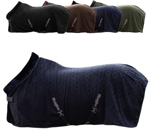 Covalliero - Fleecedecke | Pferde Abschwitzdecke | Transportdecke mit Brustschnalle, Schweifriemen & Kreuzgurten | super weich & atmungsaktiv | Pferdedecke in Dark Navy | Größe 125cm