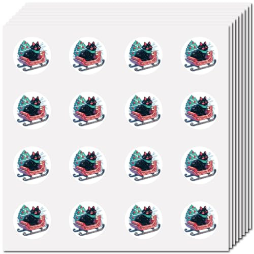 CREATCABIN 128 Pcs Christmas Tree Stickers Cat Stickers Cute Display Decor Small Circle Vinyl Waterproof Self-adhesive Dots Scrapbook DIY Craft House Decoration for Cup Laptop Water Bottle 2.5x2.5cm
