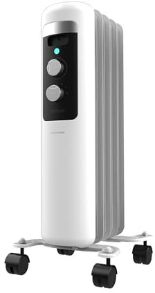 Cecotec Radiatore Ad Olio 5 Moduli Readywarm 550 Space White. 1000W, Riscalda Fino A 12M². Termostato Regolabile, Tecnologia Warmspace, Facile Trasporto Con Easygo. Ideale Per Piccoli Ambienti.