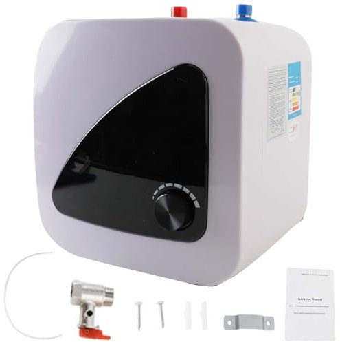 WUCIOA Electric Tank Hot Water Heater, 1500W Mini Electric Water Heater with Digtal Dispaly, 8L Automatic Water Refill Water Heater, 30-65℃ Instant Hot Water Heater for Kitchen, Lounge, RV