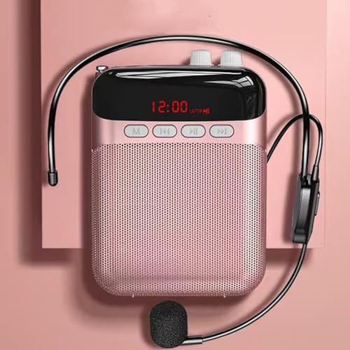 Amplificateur Voix Portable avec Microphone Casque 2400mAh LED Amplificateur de Voix pour Enseignants Système de Sonorisation Puissant pour Guides Micro Haut Parleur pour Réunion Classe, Rose