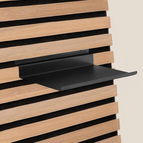 BTSAE Regal für Akustikpaneele, 25×10cm Metall Wandregal, Akustikpaneele Regal, Schwarz Schweberegal für Wohnzimmer, Schlafzimmer, Büro, Küche, Zubehör für Akustikpaneele (25×10 cm)