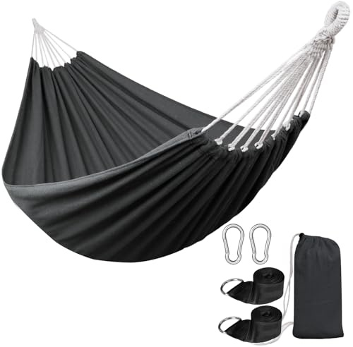ANYOO Baumwoll Hängematte Tragbare Camping Hängematte mit Gurten für Garten Balkon Terrasse Outdoor & Indoor