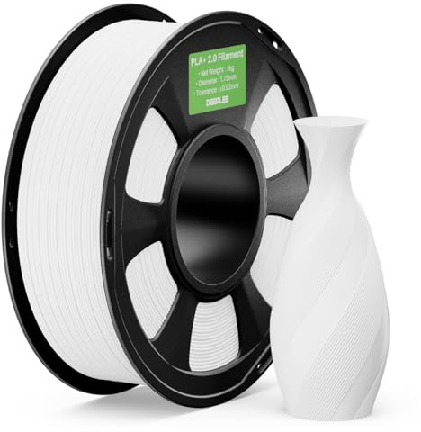 DEEPLEE PLA+ 2.0 Filament 1.75mm, Stärkere Zähigkeit 3D Drucker Filament, Weiß 1KG, Upgrade PLA Plus 3D Printer Filament, High Speed PLA+ Filament für die meisten FDM 3D Drucker