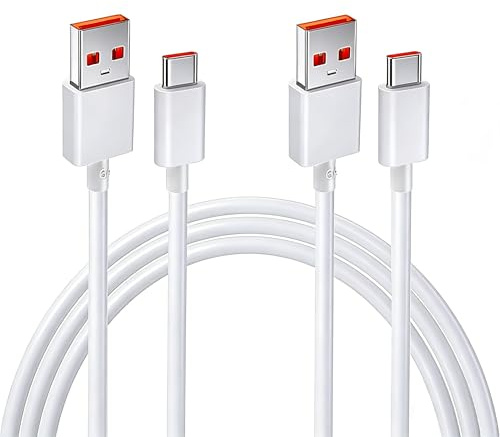 120W USB C Cable 1.5m, 6A Charge Rapide Câble compatible avec Xiaomi 14 / 13T / 12T / 12X / 12 / 11T Pro /11 Lite/10T/ 10/ Redmi Note 14/13/13 Pro /12 /11s /11/10 Pro/9 Pro/9T/ POCO X6/ X5/X4 (2 Pack)