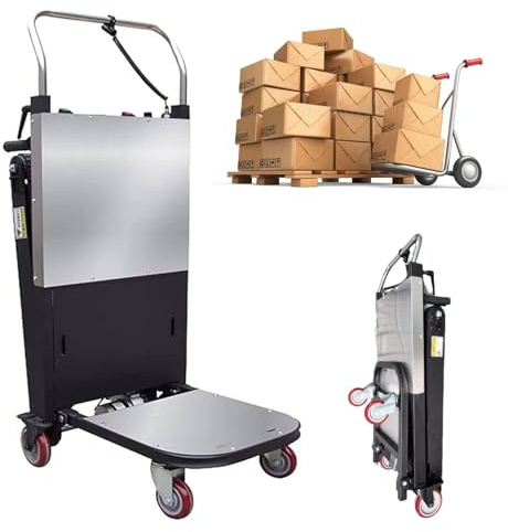 Aredwhiterui Diable Escaladeur Électrique Pliable - Diable Robust 1000W, Capacité 500kg (1102lbs), Chenilles Tout-Terrain, 3 Vitesses & Affichage LCD pour Meubles, Entrepôt, Déménagement