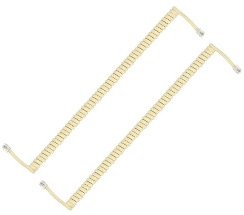 PATIKIL 2 Pack Fil Pour Telephone Fixe 4 Metres(Enroule 0.6 Metre Beige