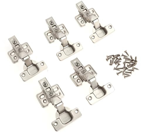 HONITANO 5stücke Teiliges Edelstahl Scharniere Mit Hydraulischer Dämpfung Und Schrauben Verdeckte Topfscharniere Für Möbel Und Küchenschranktüren Verschleißfest Und Geräuscharm Einfache