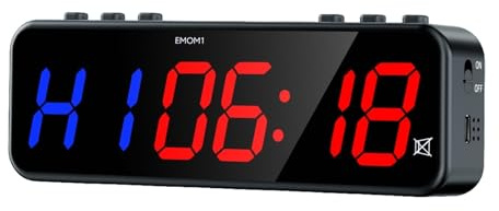 Grande orologio digitale a LED di grandi dimensioni 1 pollice LED portatile palestra intervallo timer timer fitness conto alla rovescia/su orologio cronometro EMOM con controllo app wireless sul retro
