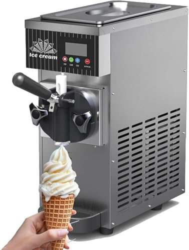Countertop Soft Serve Ice Cream Maker Soft Serve Ice Cream Machine for Home,4-5 Kg/H Yield,With Pre-Cooling,Auto Clean,Lcd Panel Soft Serve Maker Single Flavor Soft Serve Ice Cream Machin(Color:Grey)