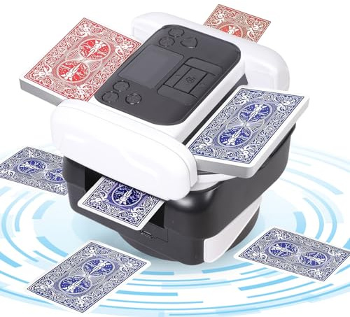 Yjcnelcr 2 In 1 Automatic Card Shuffler & Dealer,360 Degree Rotation Card Shuffler and Dealer Machine,Deal Cards After Automatic Shuffling,Battery Operated,Cards Playing Tool Accessories