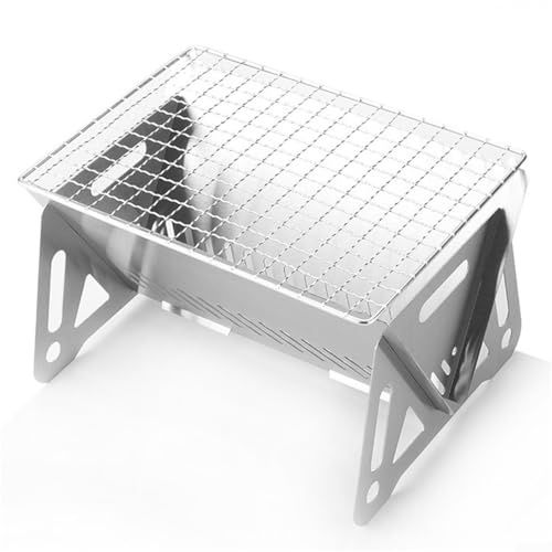 Portable Folding BBQ Grill for Outdoor Use, Charcoal Campfire Stove with Quick Assembly, for Beach Parties and Camping Trips (27x15x12.7cm)