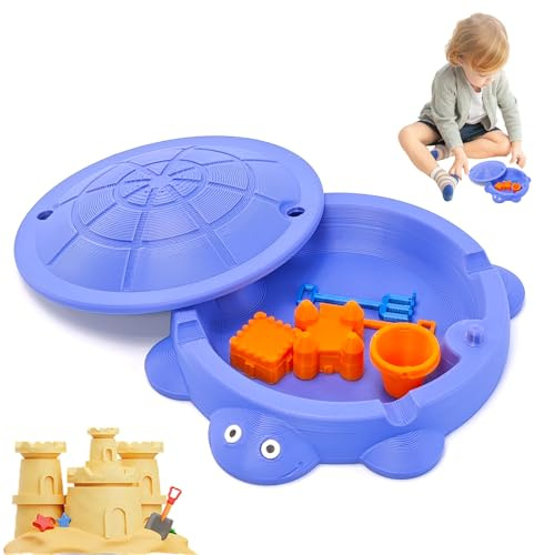 Mini Turtle Sandbox for Desk, Desktop Sandbox Turtle with Small Tools, Desktop Zen Garden Kit with Lid, Desk Decor Accessories for Home & Office, Stress Relief Sensory Toy