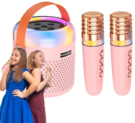 Hogvinnatil Piccola Macchina Karaoke - Altoparlante Portatile E Lettore Musica Con LED - Altoparlante Portatile Con Microfono | Per Campeggio Viaggio Casa Pratica di Canto Aula Compleanno Festa