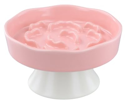 Kaiyzo Gamelle pour Chat Mangeur Lent en Céramique Surélevée, Anti-Étouffement, Base Antidérapante, Design Confort pour Le Cou, Adaptée Aux Croquettes Et Nourriture Humide, Rose
