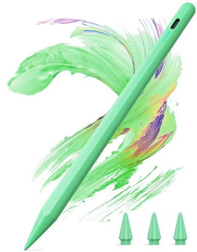 Kingone Stift für Apple iPad 2018-2026, 2X Schnellladung, kompatibel mit iPad 6~11th,Pro 11/12.9/13,Air 3~5th,Air 11/13,Mini 7/6/5th, mit Magnetischer Haftung, Palm Rejection & Neigung, Grün.