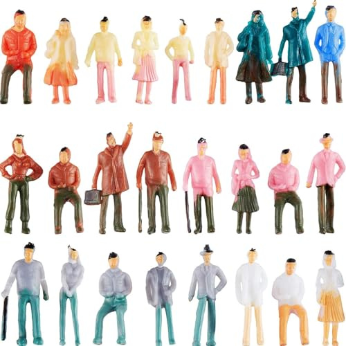 Skylety Figuras de Personas en Miniatura Minifiguras de Personas Pequeñas de Plástico a Escala 1:75 Sentadas y de Pie para Dioramas Modelos de Trenes Arquitectónicos