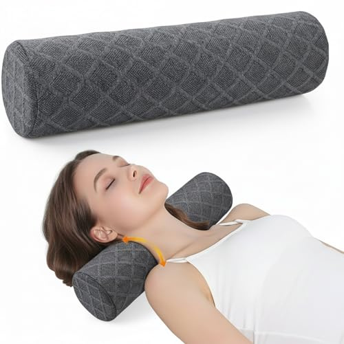 Pyxovixar Cervical Neck Roll Memory Foam Pillow,Removable Cover17*3.9 | Neck Support Pillows for Sleeping,Round Bolster Pillow Cylinder for Bed,Back Lumbar Leg Yoga,Breathable Comfortable