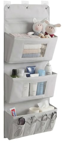 Xylota Hängeorganizer 3-Schichten 40x90 cm – Faltbarer Wandorganizer aus Oxford-Stoff mit 3 Taschen & 3 Haken, Tür Organizer ohne Bohren, Aufbewahrung für Badezimmer, Kleiderschrank und Türrückseite