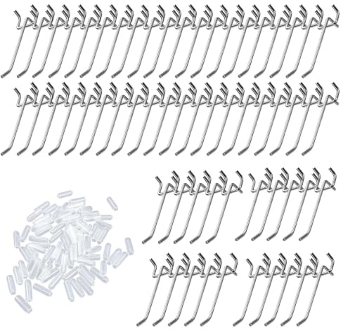 60 stycken hålväggskrokar, silver hålväggskrokar 10 cm, för 2,8 cm hålavstånd