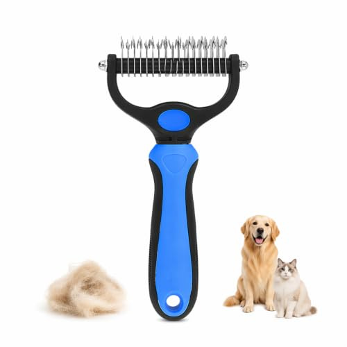 Pet Pro Pflegewerkzeug, Entfilzungsbürste hund, Pet pro tierhaarbürste Mit Abgerundeten Edelstahlzinken, Doppelseitiger Pflegekamm, Unterfellbürste hunde, Für Lang- Und Kurzhaarige Haustiere