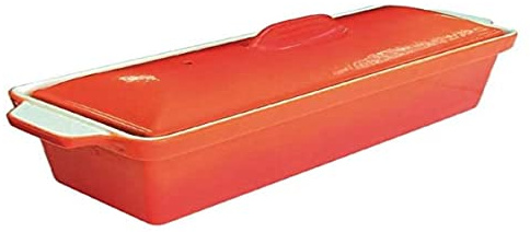 Vogue Paté-Terrinenform aus Gusseisen, 1,7 Liter, Orange und Creme, Größe: 120 x 340 x 105 mm, Innenseite emailliert, für alle Ofen- und Herdarten geeignet, induktionsgeeignetes Kochgeschirr, W456