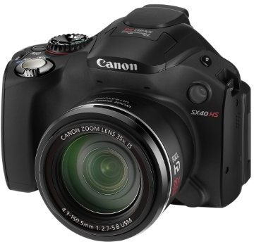 Canon PowerShot SX40 HS Digital Camera - Black (12.1MP, Super Wide Angle, 35x Optical Zoom) 2.7 inch Vari-Angle LCD