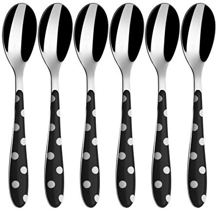 Bugatti psnu-014 F08/6 gepunktet Besteckgarnitur, 6-teilig Mokkalöffel San/Stahl schwarz 16 x 20 x 3 cm