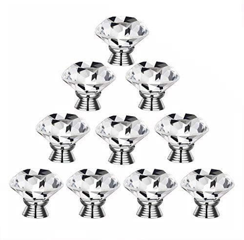 Gearmax® 30mm Diamond Kristall Glas Knopf Knob Pull Türgriff Küche Schrank Schublade Möbel-Handgriff 10 Stück/Set (Transparent)