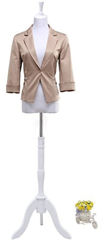 Loywe Manichino da sartoria, busto Torso da Donna per vetrine, con altezza regolabile Base in legno Gr. 32-36 Bianca LW6017W