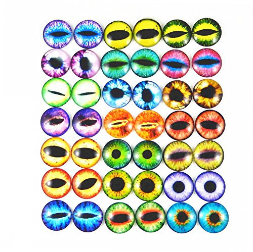 Julie Wang 40 Stück runde Drachenaugen-Cabochons aus Glas in sortierten Größen 18mm