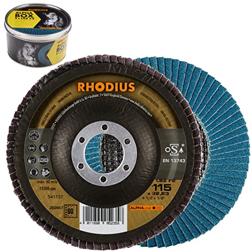 Rhodius Schleifscheibe LSZ F2 K60 Stahl Ø 115 mm Bohrung 22,23 mm 5 Stück für Winkelschleifer