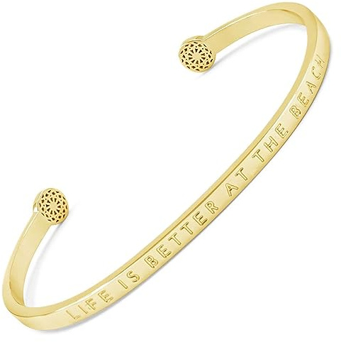 SIMPLE PLEDGE | Life is better at the beach Armreif | Armband Damen mit Gravur in Silber, Gold, Roségold | Perfekt als Schmuck Geschenk | Blindgravur
