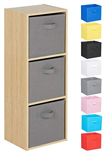 Hartleys 3 Tier Oak Cube Unit - Choice of Storage Boxes