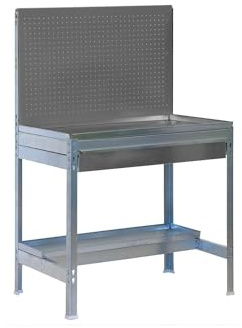 Tavolo da lavoro per giardino BT2 grigio/zincato, 1440 x 1200 x 400 mm, 600 kg di capacità