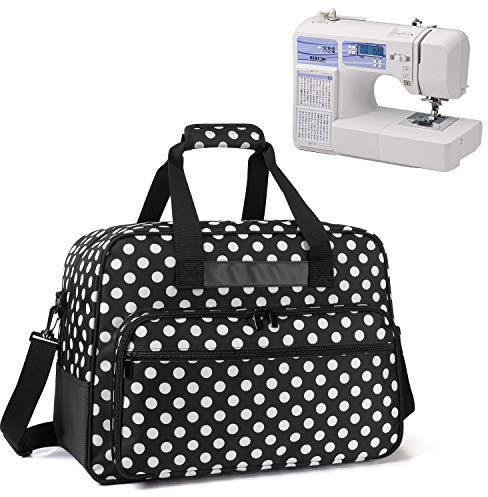 Yarwo Nähmaschinentasche, Schwarz Punkten, Passend für die meisten gängigen Nähmaschinen