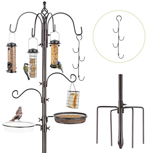 Lyxig fågelmatare, fågelmatare för vilda fåglar, hängande set för blomkruka, hängande med metalltalgmatare för att locka vilda fåglar (1 st)